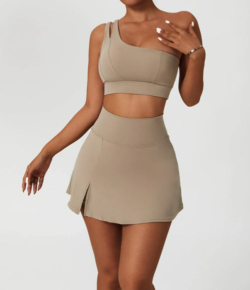 Tennis Dress Yoga Suit Slant Single Shoulder Bra Quick Dry Fitness