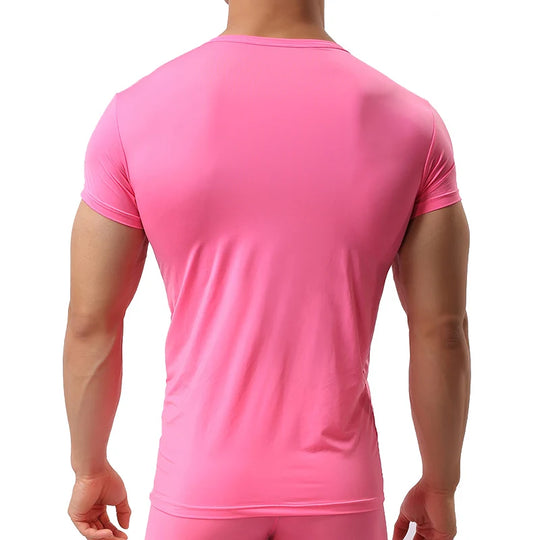 Ice Silk T Shirt for Men Summer Breathable Short Sleeve Tops Men's