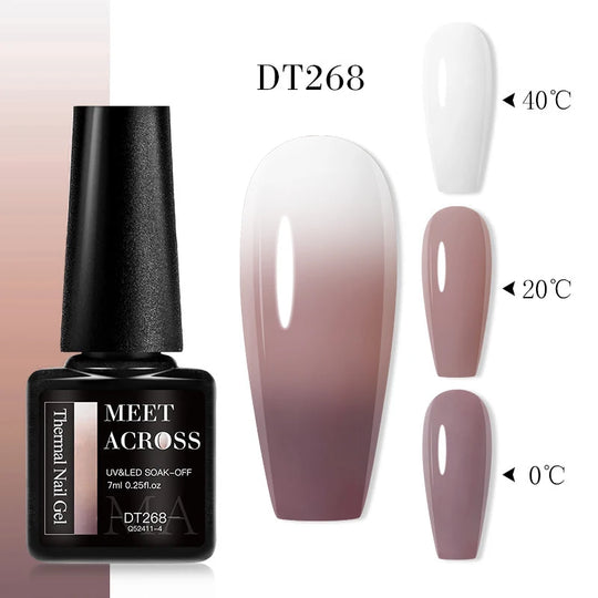 MEET ACROSS 7ml Thermal Gel Nail Polish Manicure 3 Layers Temperature Changing UV Gel Semi Permanent Soak Off Varnish Nail Art