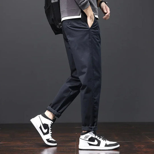 Stretched Casual Men Cotton Trousers Loose Plus Size 46 44 42 40