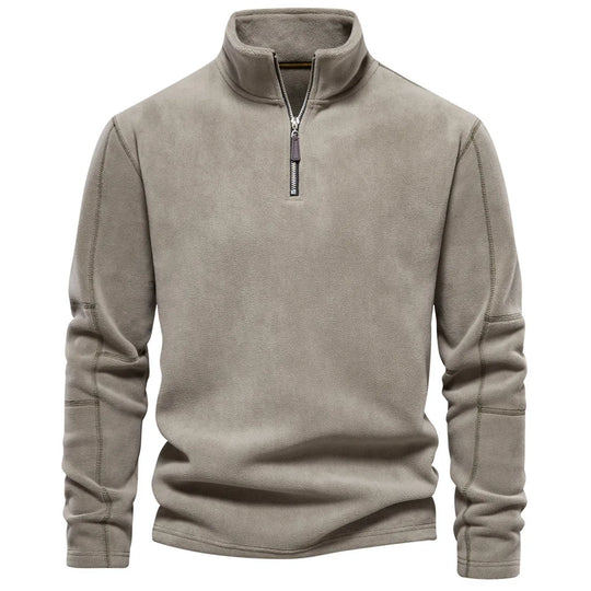 Autumn Winter New Warm Polo Shirts Men's Lamb Wool Sweatshirt Standing