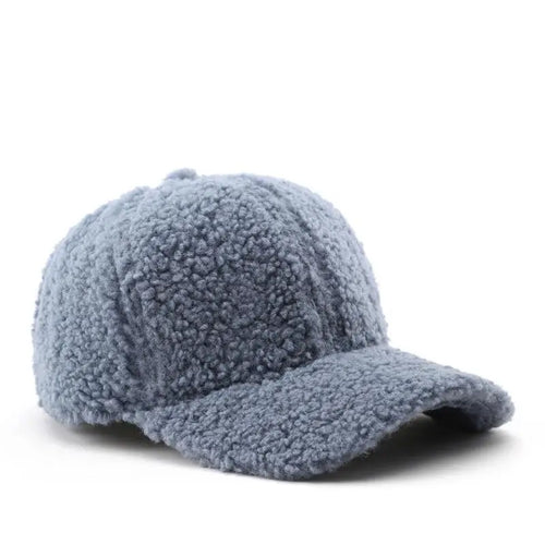 Autumn Winter Baseball Cap Women Artificial Lamb Wool Hats Keep Warm