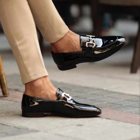 Men Loafers Pu Shinning Leather Slip-On Round Toe Dress Shoes Spring Autumn Handmade Men's Casual Shoes for Business Plus Size