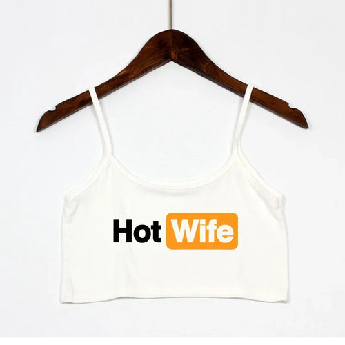 Fashion Women's Sexy Elastic Cotton Camis HOT WIFE Letters Print