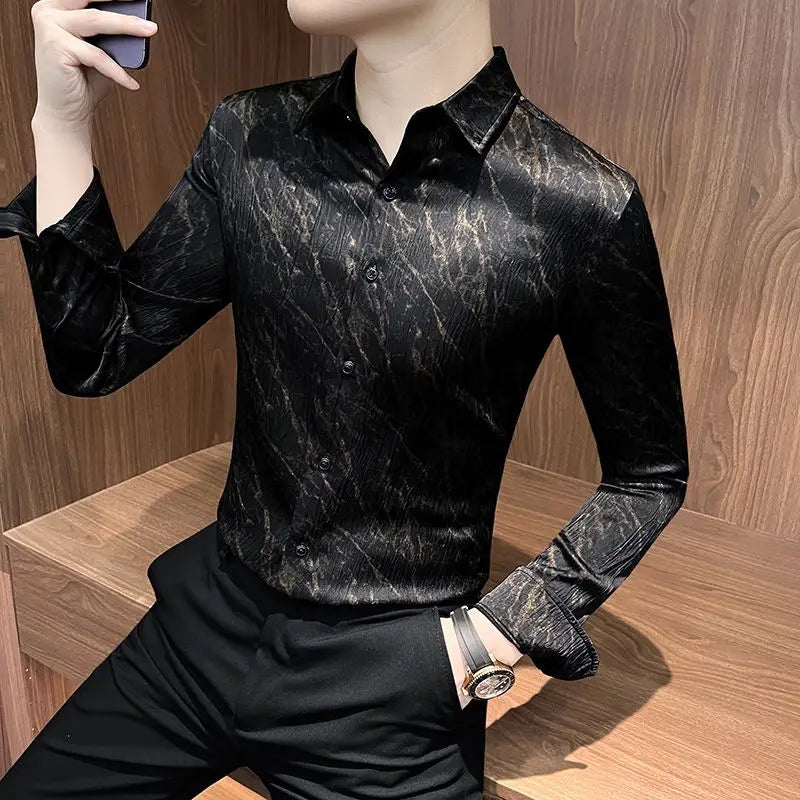 Spring and summer new stylish personality casual printed men's shirt