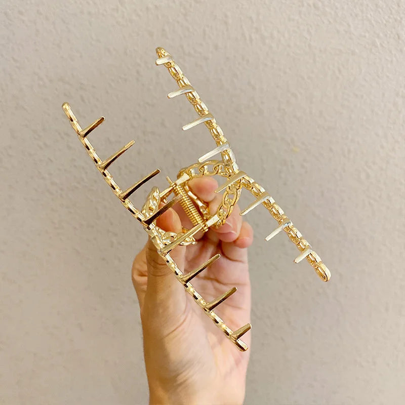 Fashion Metal Hair Claw For Women Gold Silver Color Cross Crab Hair