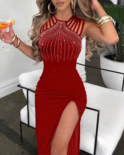 Women Dress Long Dresses Party Bodycon Sexy Slim Hot Drilling