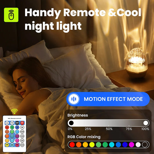 Dynamic Rotating Dinosaur Egg Mood Night Light, 13 Color Changing, USB Rechargeable Projector Lamp with Touch & Remote for Room