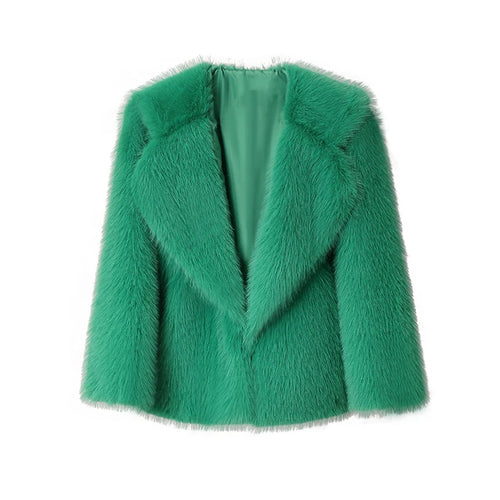 Luxury Brand Fashion Gradient Animal Color Faux Fur Coat Jacket Women