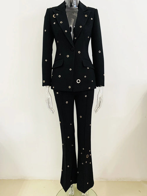 HIGH STREET 2024 Newest Designer Fashion Runway Suit Set Women's Slim
