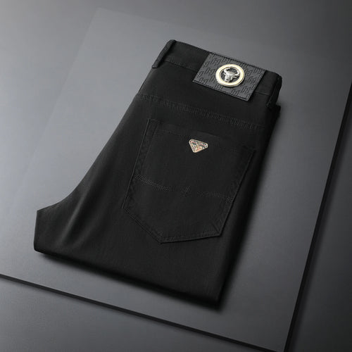 HIQOR Male Pants Solid Black Smart Casual Trousers For Men Suit Pants