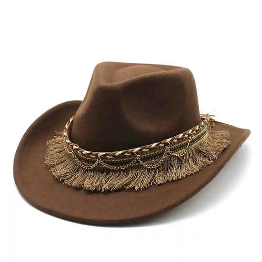 Wide Brim Fedora Hat with Braided Tassel Band - Church Jazz Hat for Outdoor Events, Daily Casual Wear, Photography Accessories