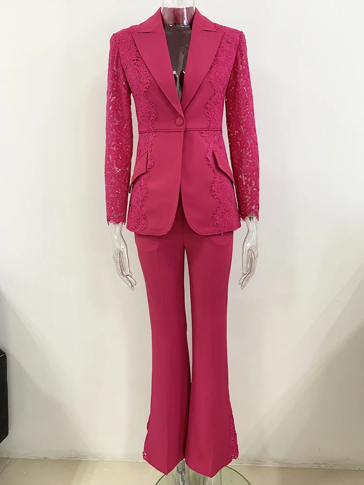 HIGH STREET Newest 2024 Runway Designer Suit Set Women's Lace