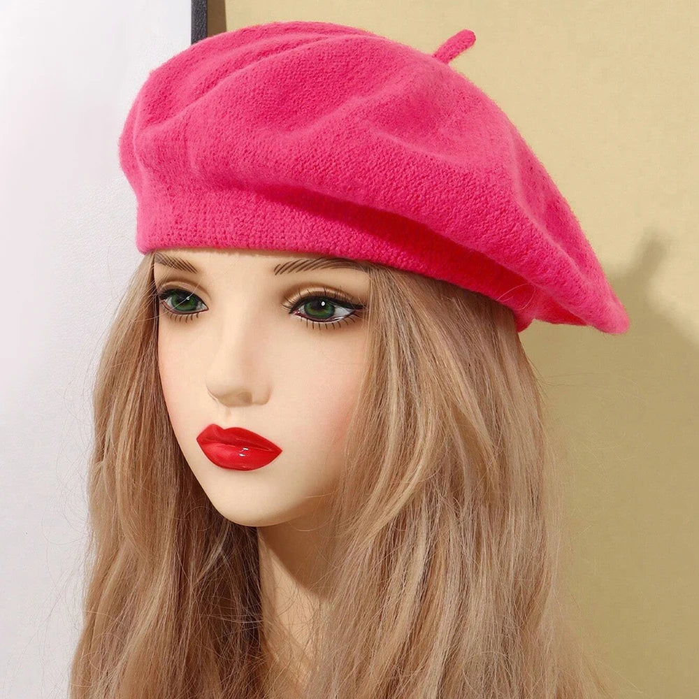 1pc New Autumn And Winter Women's Knitted Warm Hat French Fashion Beret Versatile Temperament Painter Hat Suitable For Daily Use