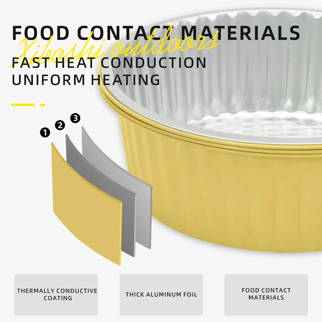 Heavy Duty Gold Aluminum Foil Pans 1508ml 10PCS, Disposable Thickened