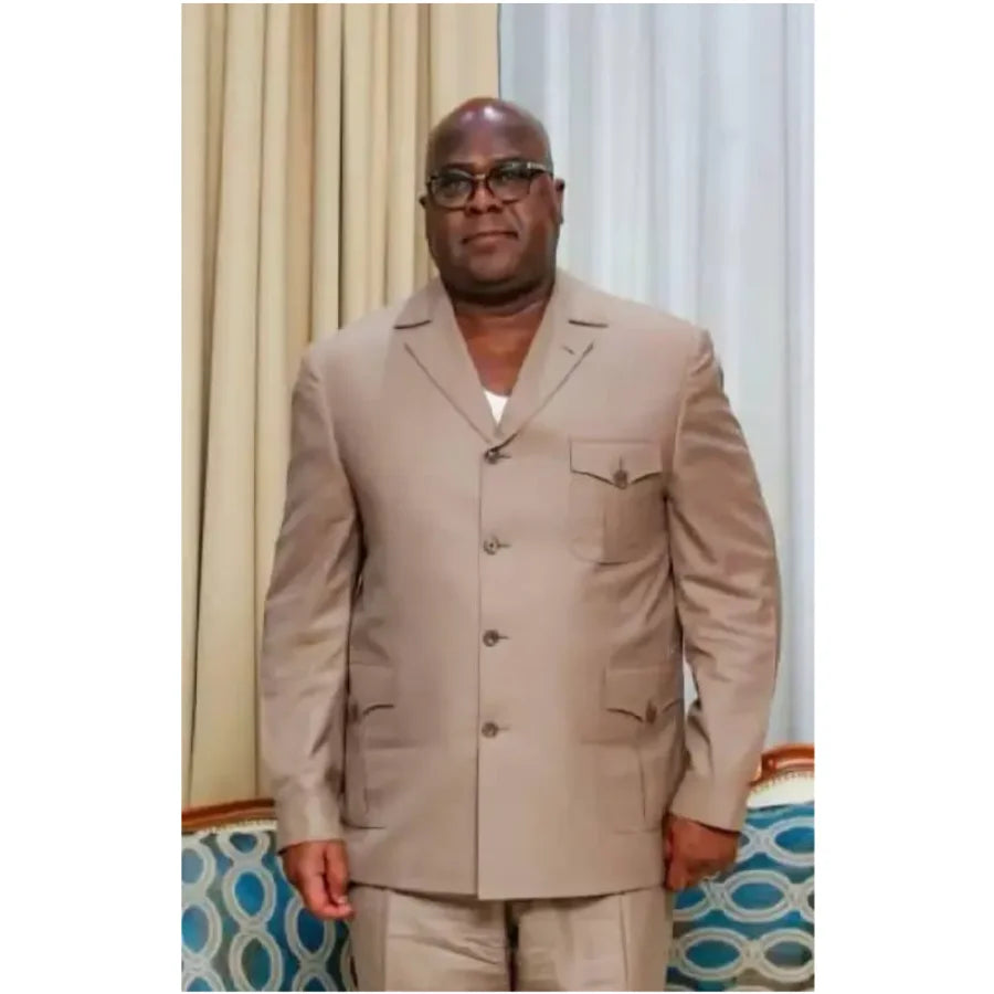 Full Men Suits 2 Pieces Three Pockets Safari Style Wedding Groom Clothing Custom Daily Dress Peaked Lapel Custom Jacket Pants