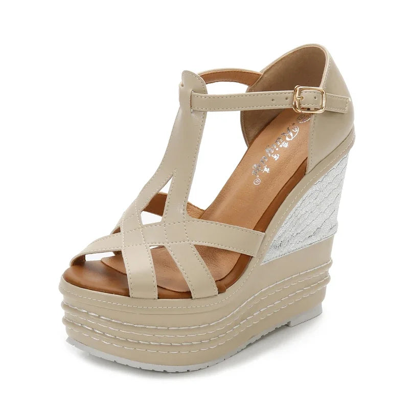 32-40 Sexy High-heeled Wedge Heel Sandals Small Open Toe Bohemian Sandals 2025 New Women's Summer and Autumn Shoes W299