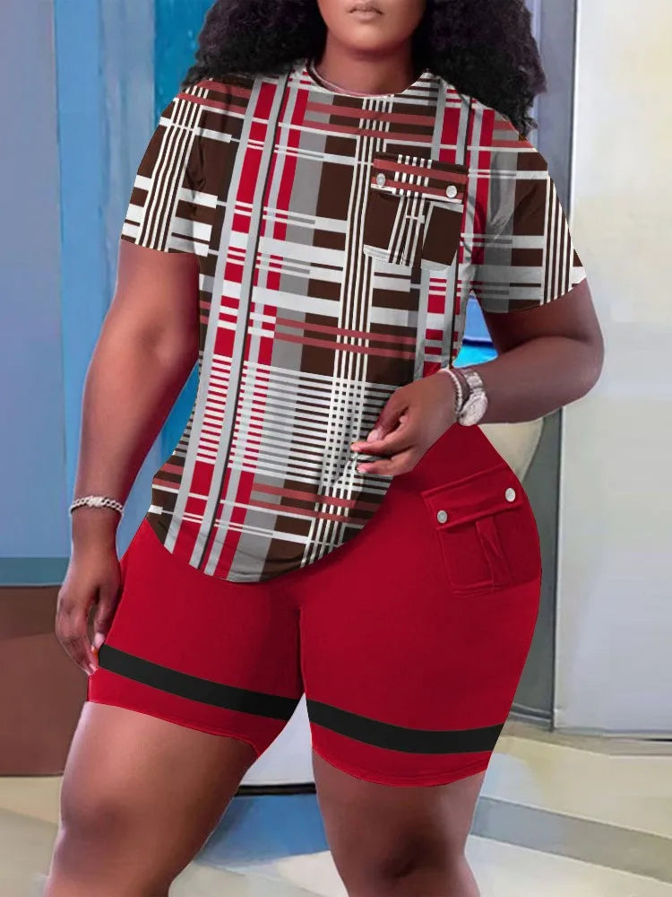 Fashionable Summer New Fashionable Pocket Set High End Simple Loose Printing Short Breathable Casual Home Pocket Set