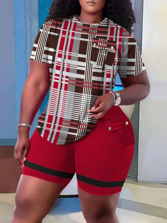 Fashionable Summer New Fashionable Pocket Set High End Simple Loose Printing Short Breathable Casual Home Pocket Set