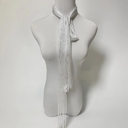 Shiny Neck Wrapped For Women Lace Tassel Party Evening Dress Scarf