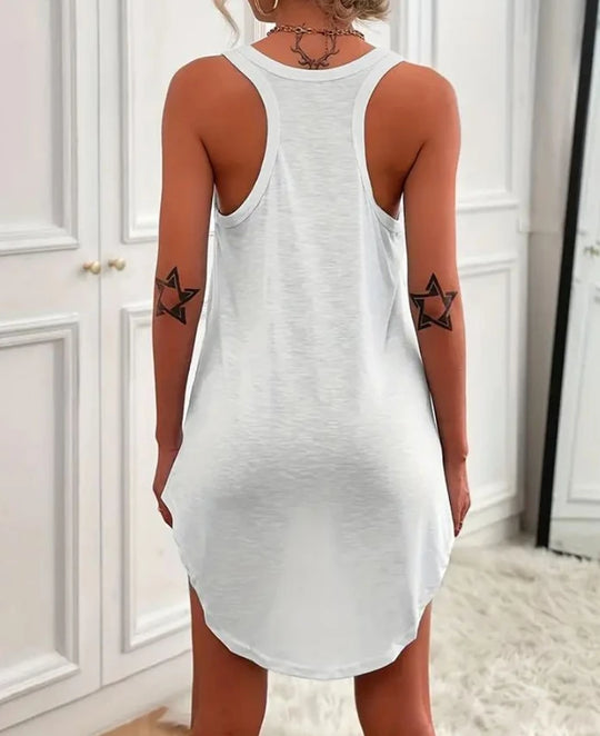 Womens Dresses 2024 Summer Fashion U-Neck Sleeveless Casual Plain