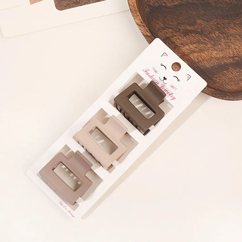 New Fashion Coffee Color Three-piece Set Frosted Geometric  Hairpin