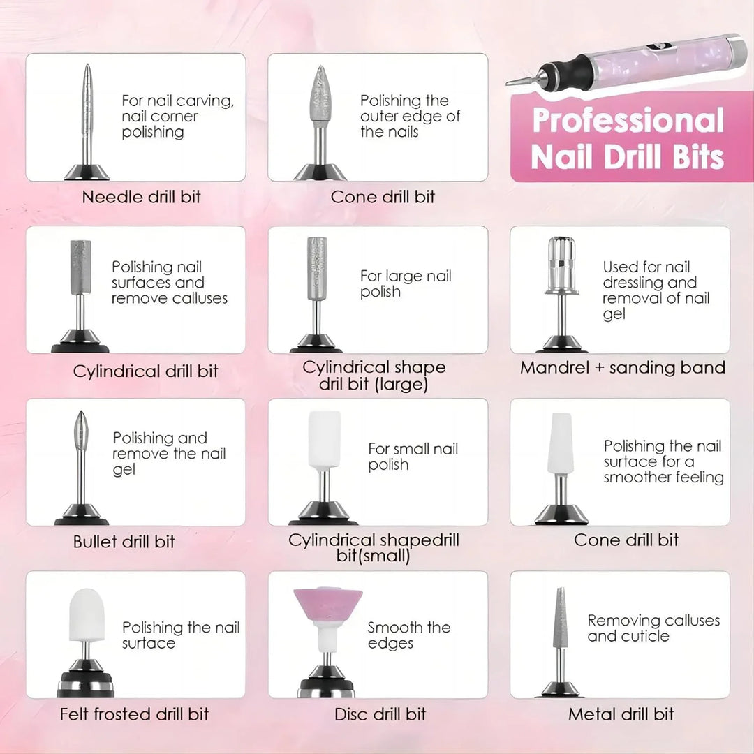 Rechargeable Electric Nail Drill Machine Cordless Electric Nail