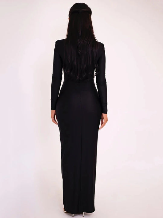 Mozision Elegant Hollow Out Long Sleeve Sexy Maxi Dress For Women