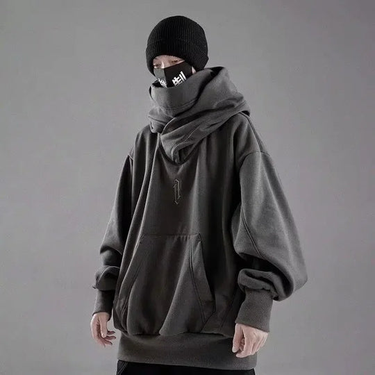 Embroidery Turtleneck Sweatshirt For Men Japanese Ninja Hoodies Autumn
