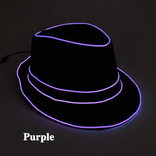 light up Men's hat and tie Led luminous Funny hat glowing Top Hat for Fluorescent club dance show props performances costumes