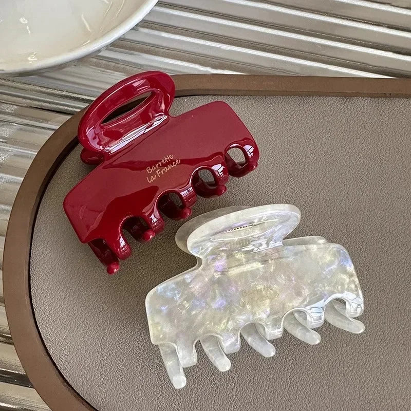 5.5cm Long Acetate Hair Crabs Red Hair Clips for Girls and Women Tie