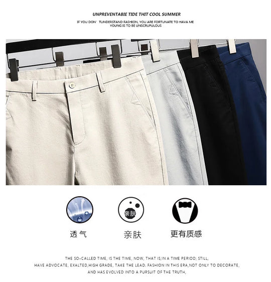 Top Grade 98% Cotton New Brand Casual Fashion Streetwear Slim Fit Long Pants Straight Pencil Trousers Men's Clothing