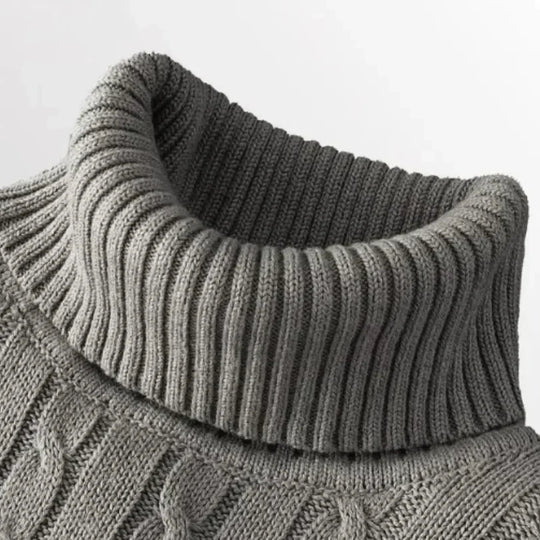 Men's High Neck Sweater Solid Color Pullover Knitted Warm Casual