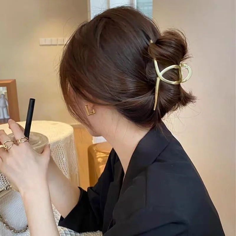 Fashion Metal Hair Claw For Women Gold Silver Color Cross Crab Hair