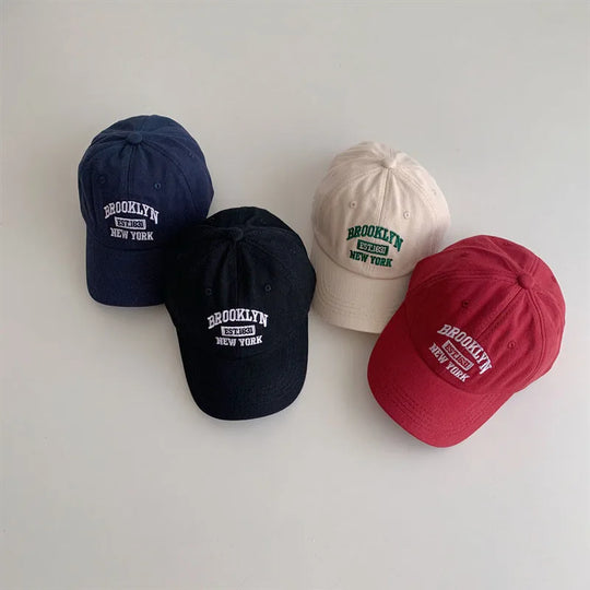 Letter Kids Baseball Cap Solid Color Toddler Sun Hat Korean Embroidery