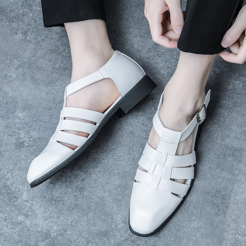 New Soft Leather Men's Sandals Outdoor Summer Beach Shoes Comfortable Male Roman Shoes All-match Sandaly Hollow Out Casual Shoes