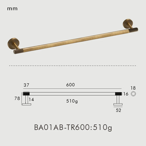 NU Brass Knurled Antique Bronze Bathroom Hardware Towel Rack