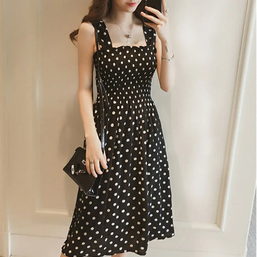 Women's Dresses 2024 Summer Fashion Loose None Sleeve Polka Dot