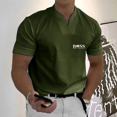 2024 Fashion Men's  T-shirt Solid Color Cotton Short-Sleeved Summer