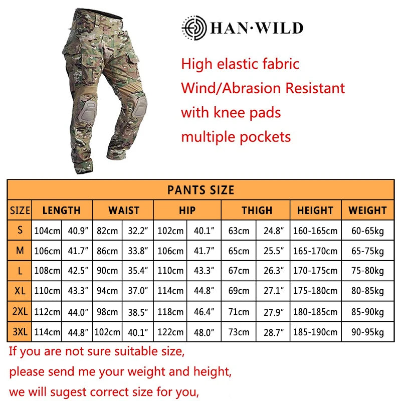 G3 Combat Pants +Pads Elastic Sport Pant Tactical Gear US CP Climb