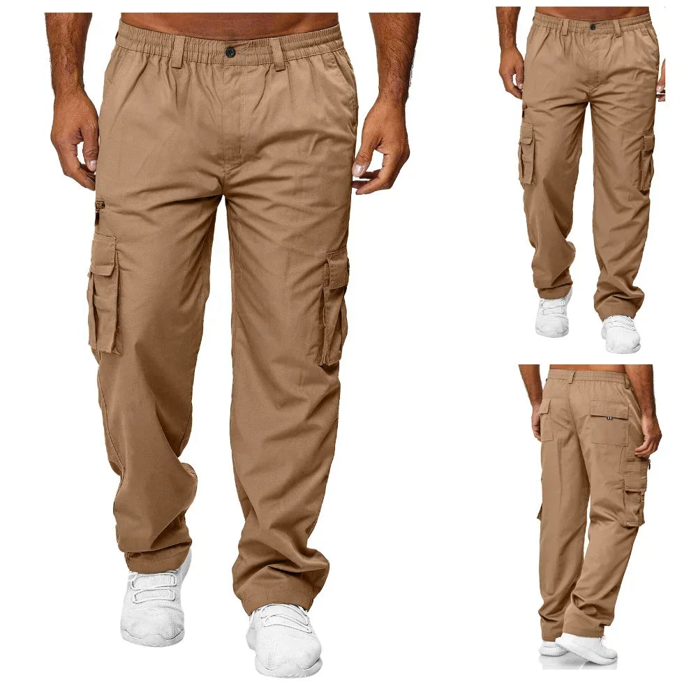 Men's Cargo Trousers Elastic Waist Elastic Multi-pocket Loose Combat