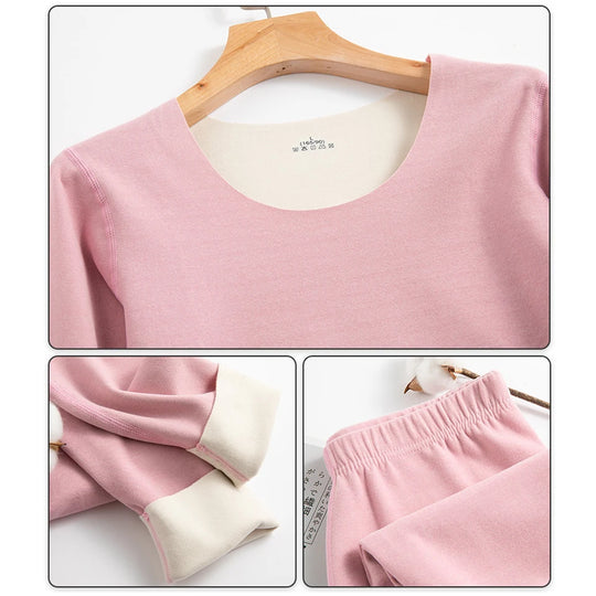 Women's Thermal Underwear Set First Base Layer Long Johns Fleece Lined
