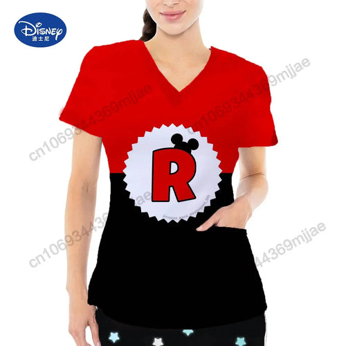 Fashion Vintage Y2k Tops V-neck Anime T-shirt Pocket Woman Clothes