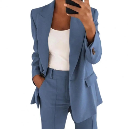 Turndown Collar Women Blazer Long Sleeve Buttons Blazer for Dating