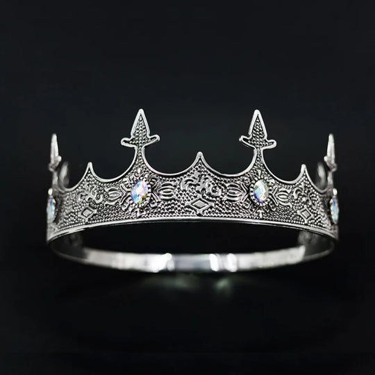 Trendy Vintage Baroque Crown Antique Bronze Elegant King Tiara Crown Adjustable Multicolor Prince Rhinestone Tiara Men