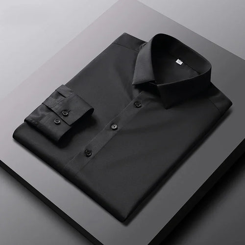 Men's Casual and Fashionable Long Sleeved Solid Color Shirt Non