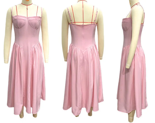 Summer skirt new French vintage maxi dress court wind Dopa wear strap