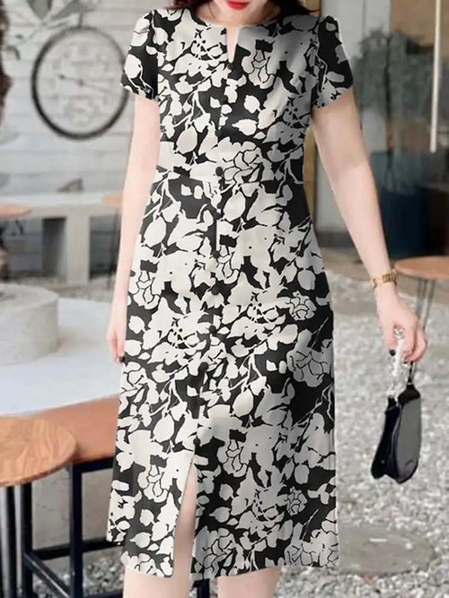 ZANZEA 2024 Summer Women Holiday Midi Dress Fashion Floral Print