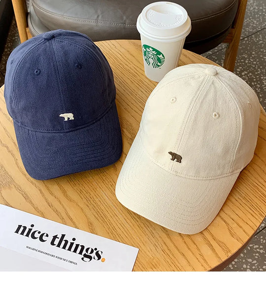 Stylish Bear Embroidered Baseball Cap Sun Protective Breathable