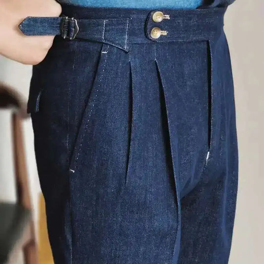 Denim Blue Quality Italy Business Dress Pants Men  Office Social Suit Pants Casual Wedding Groom Trouser Pantaloni Uomo Casual